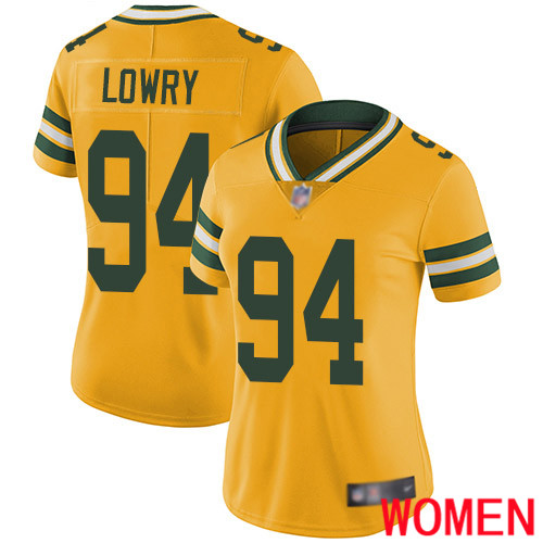 Green Bay Packers Limited Gold Women #94 Lowry Dean Jersey Nike NFL Rush Vapor Untouchable->green bay packers->NFL Jersey